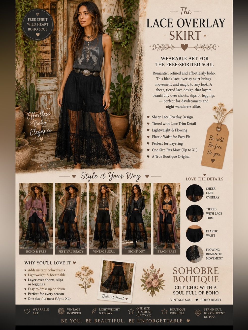 🆕 Blue B Elegant Black Lace Overlay Skirt
1: Size:Small 
1: Size: Large - Picture 6 of 10
